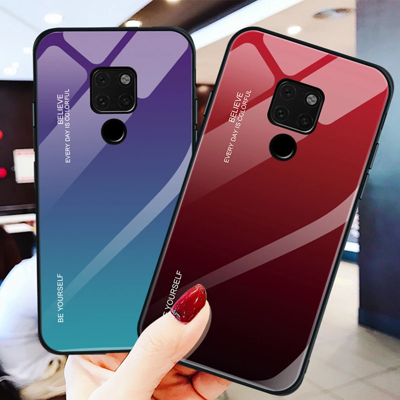 Градиент Аврора закалённое Защитное стекло для huawei mate 20 Pro 10 Lite красочный