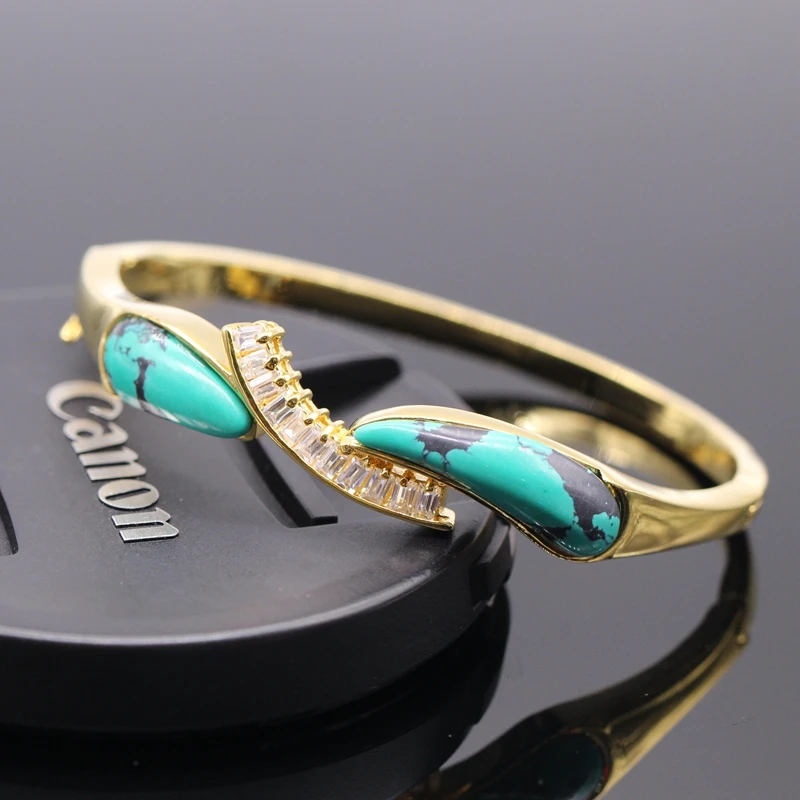 JINYAO модный желтый золотой цвет зеленый камень AAA циркон браслет ювелирные