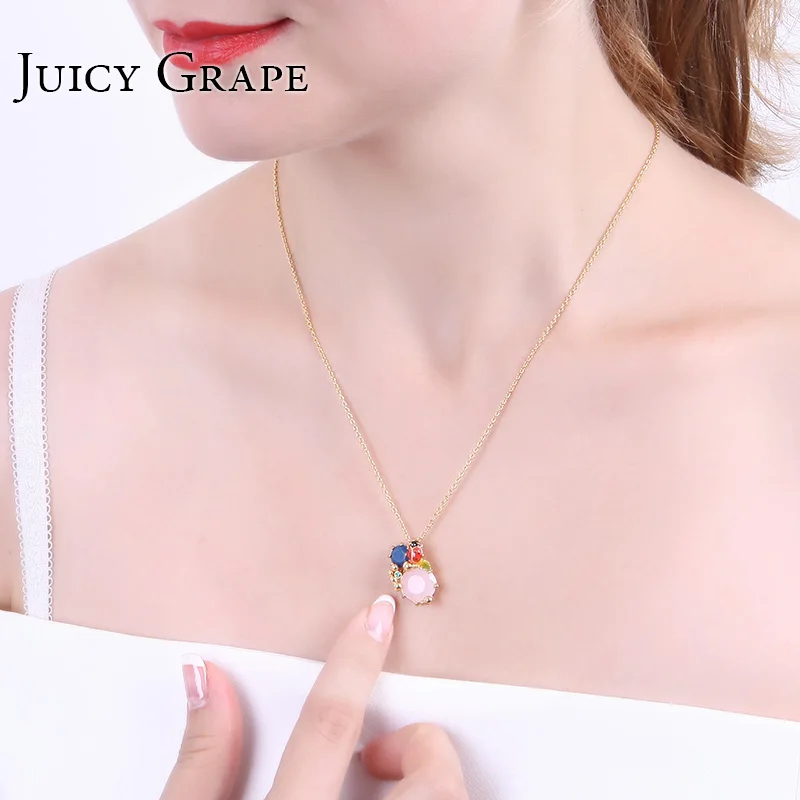 New Arrivals Enamel Glaze Concise Joker Insect Ladybug Crystal Necklace Clavicle Chain Gold-plated Mixed Batch Woman | Украшения и