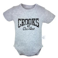 punk crooks and castles graffiti art printed newborn baby girl boys short sleeve romper jumpsuit outfits 100 cotton sets