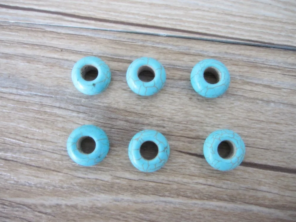 Бирюзовые бусины для дредов волос отверстие 6 мм 10 шт./лот | Красота и здоровье