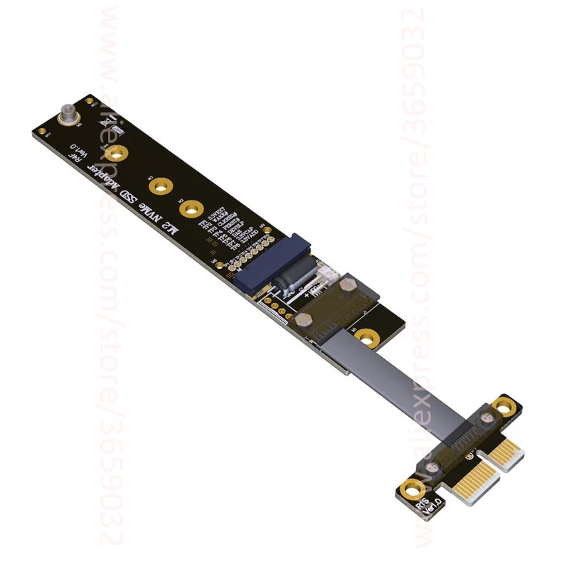 M.2 M ключ NVMe SSD для PCI e PCIe x1 адаптер Riser Card Гибкий плоский кабель M2 keyM Express pci express 1x Gen3.0