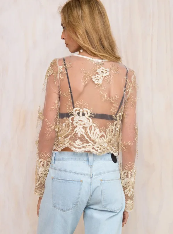 2016 Вышивка Блузка Горячей Продажи Кружева Лоскутное Сексуальная Выдалбливают