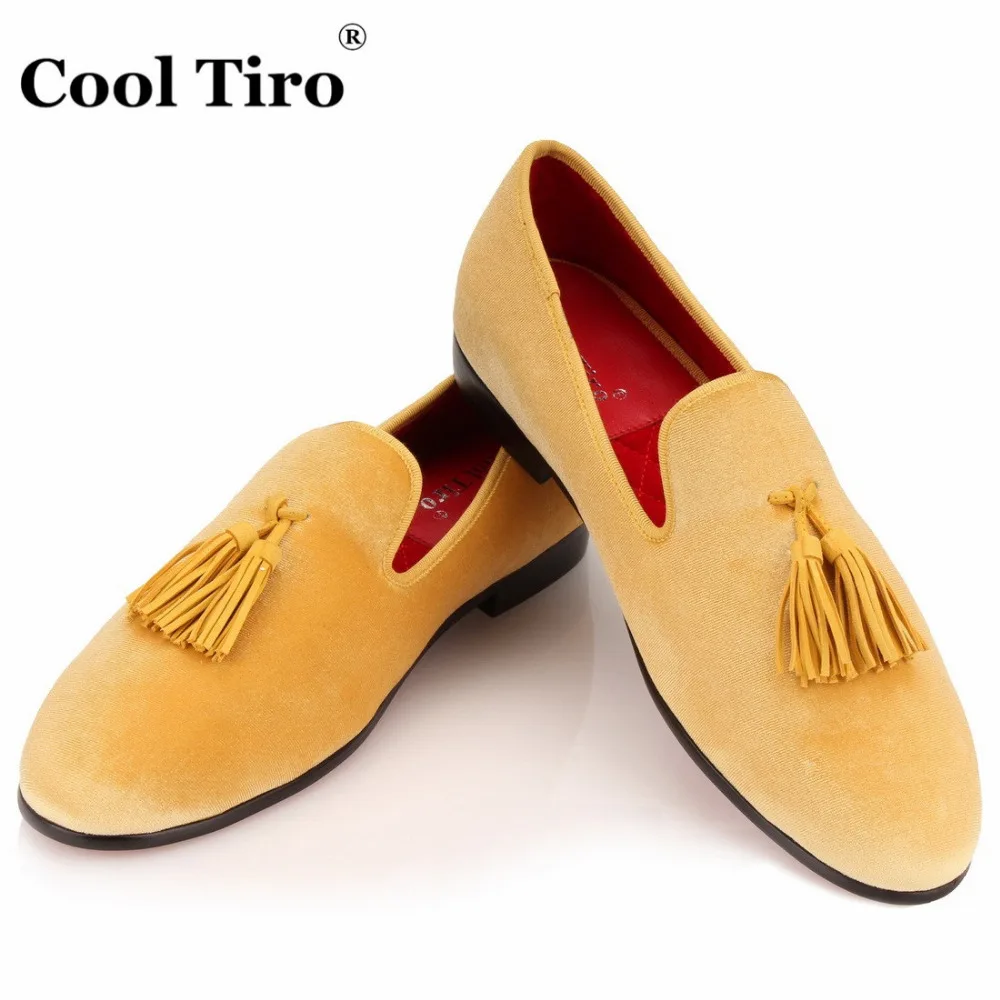 COOL TIRO/Роскошные модные мужские бархатные лоферы с желтыми кисточками Мужские