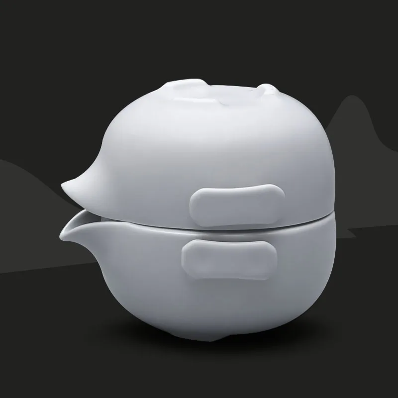 Светло-серый TANGPIN керамический чайник gaiwan с 2 чашками чайные наборы портативный дорожный чайный набор Посуда для напитков - Цвет: Светло-серый
