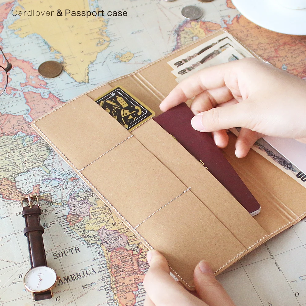 Джейми Примечания крафт бумага Vintage Портативный паспорта Traveler's Notebook держателя