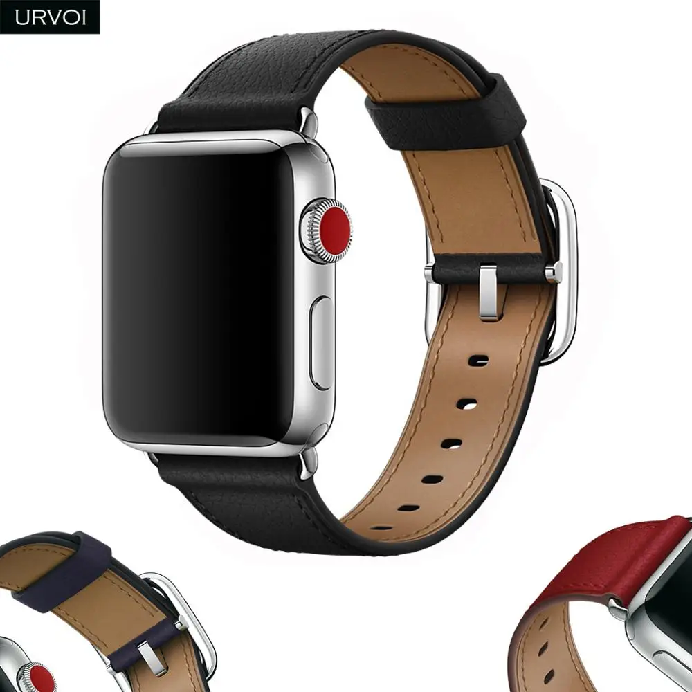 Кожаный ремешок URVOI для apple watch классический из телячьей кожи iwatch 5 4 3 2 1 с пряжкой