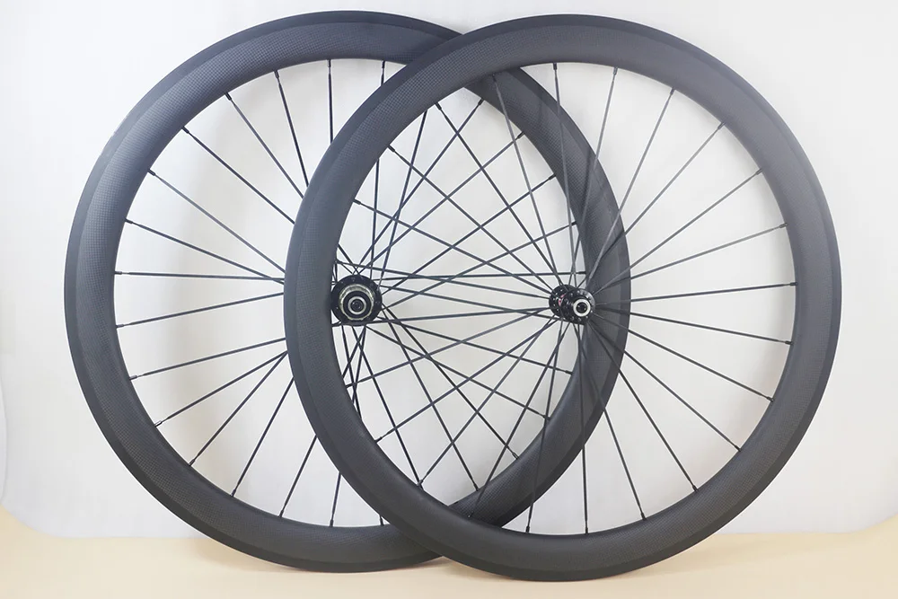 

700C road racing bike carbon wheelset 50mm x 25mm Clincher bicycle wheels 24h front 28h rear SHN 10s 11s 3K Matt basalt brake