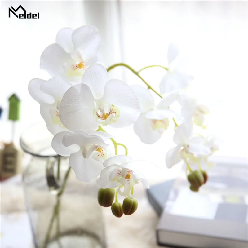 Meldel Wedding Bouquet Bridesmaids Holder Orchid Flower Artificial Phalaenopsis Arrangement DIY Home Office Decor | Свадьбы и