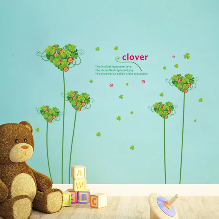 60*90 см любовь Клевер растение настенный наклейки Декоративная Гостиная ТВ фон