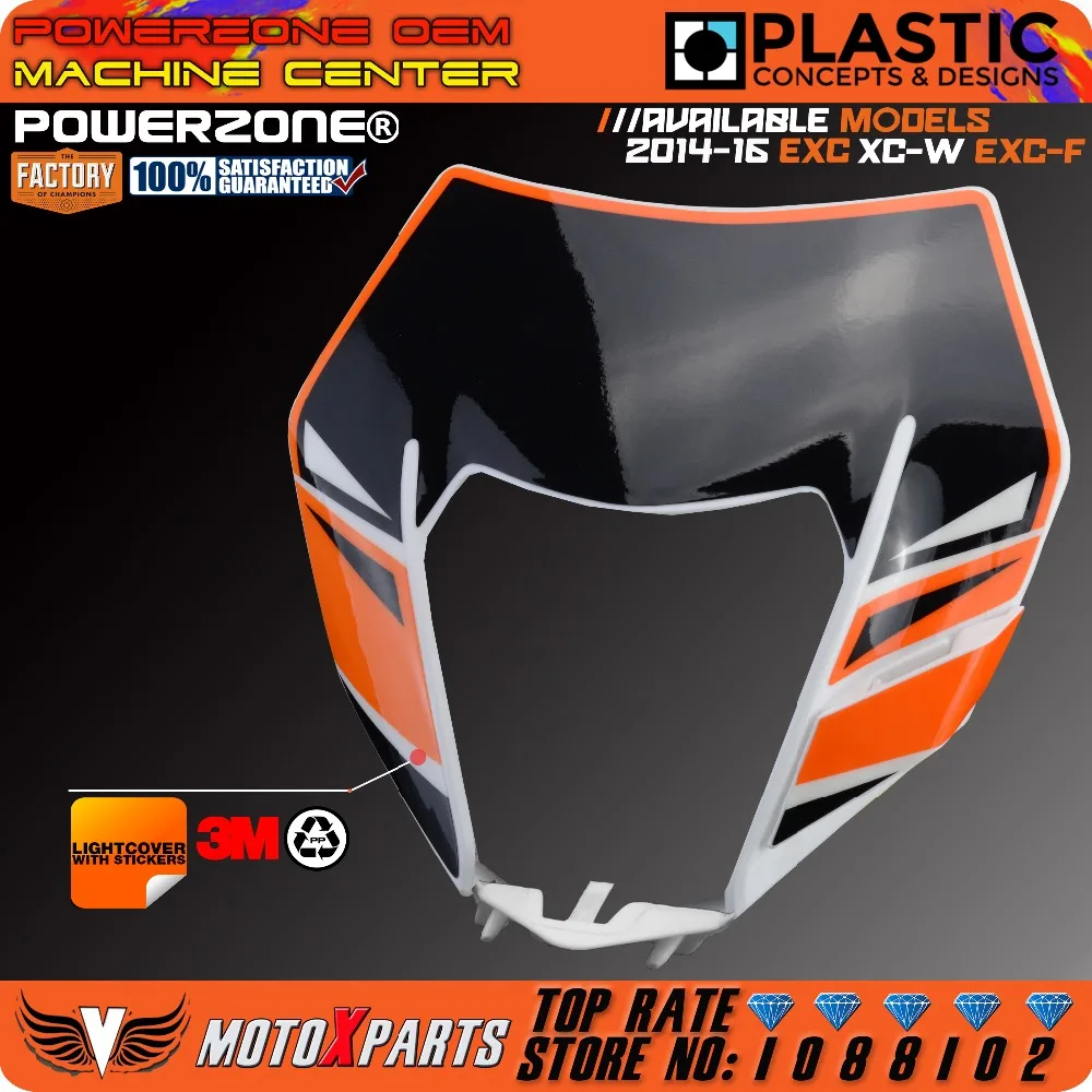 PowerZone фара Мотоцикл Байк для мотокросса супермото универсальный для KTM SX EXC XCF SXF SMR 16 крышка фары
