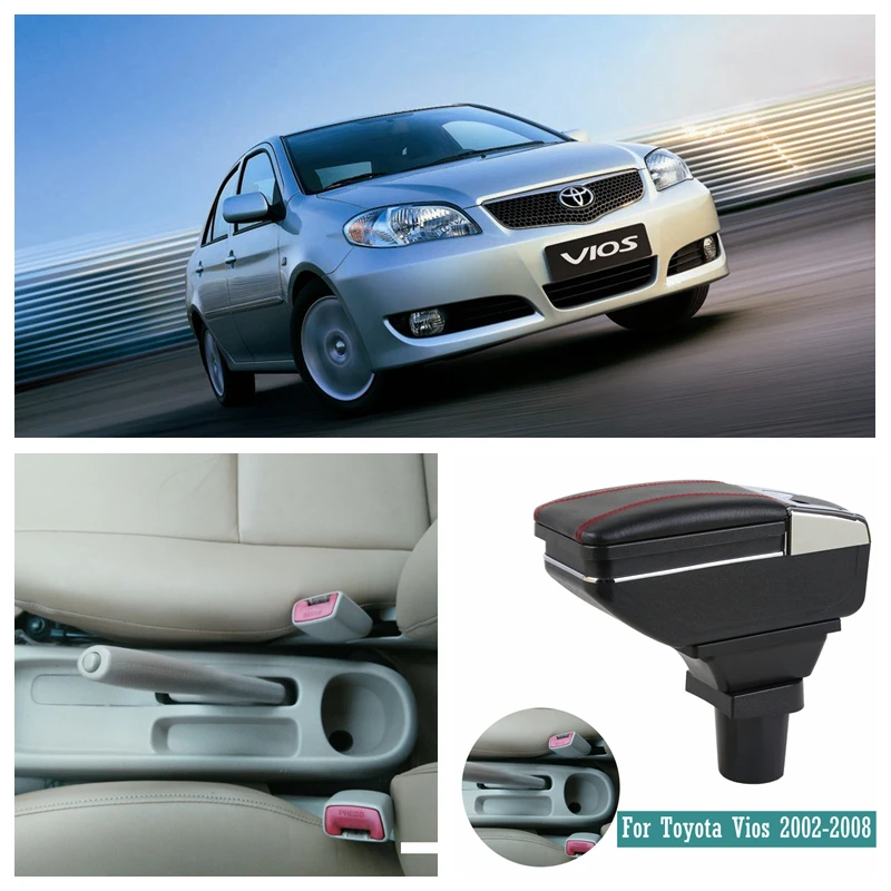 Для Toyota Vios 2002-2008 подлокотник коробка центральный магазин содержание коробка для хранения с пепельницей