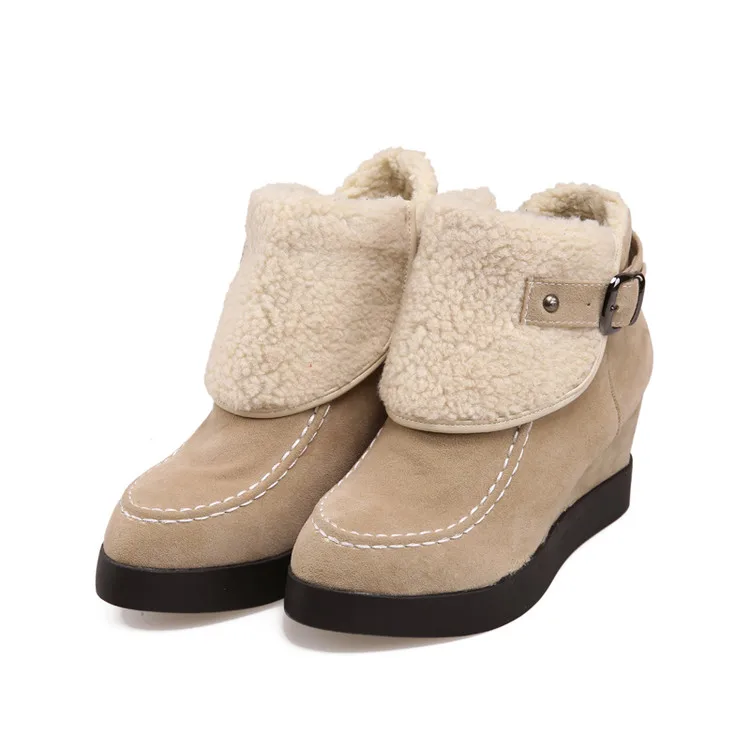 Женские ботинки средней длины Теплые ботильоны больших размеров 34 43 T952 для осени