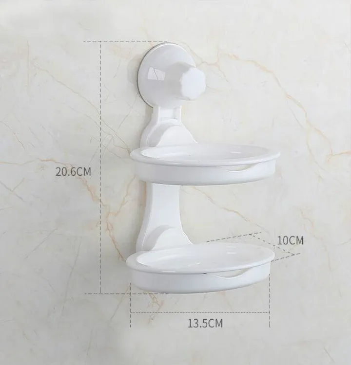 

New Double Layer Suction Cup Bathroom Soap Dish Holder Rack Kitchen Bathroom Storage Holder Soap Tray for Sponge Holder