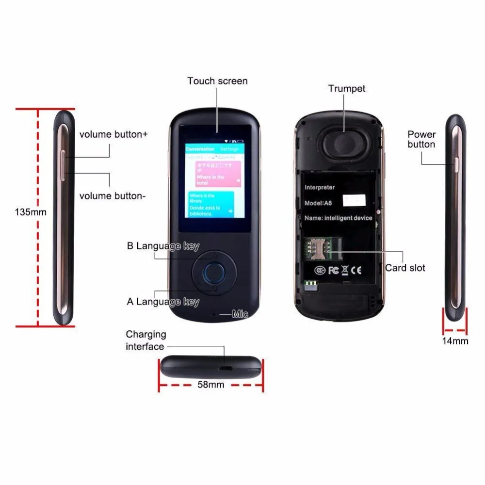 2 4 дюймов экран портативный мини Wi Fi Intelligent Instant Voice Translator 35 язык Traductor в режиме