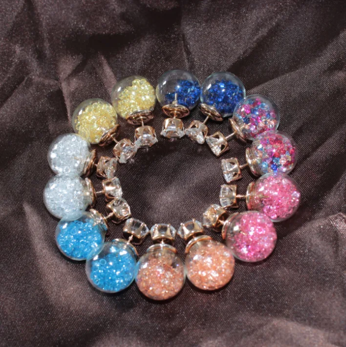 Хит продаж женские серьги с двойным жемчугом цветные хрустальные прозрачные