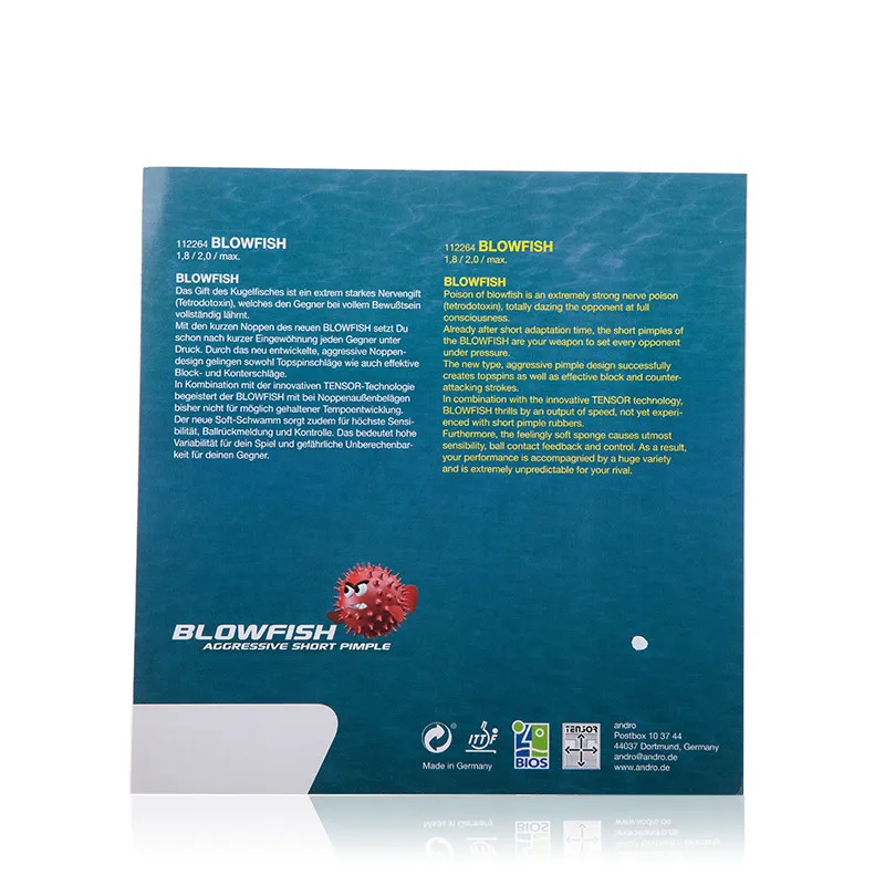 Andro BLOWFISH Pips-out Настольный теннис резиновый пинг понг Прыщи с губкой Tenis De Mesa