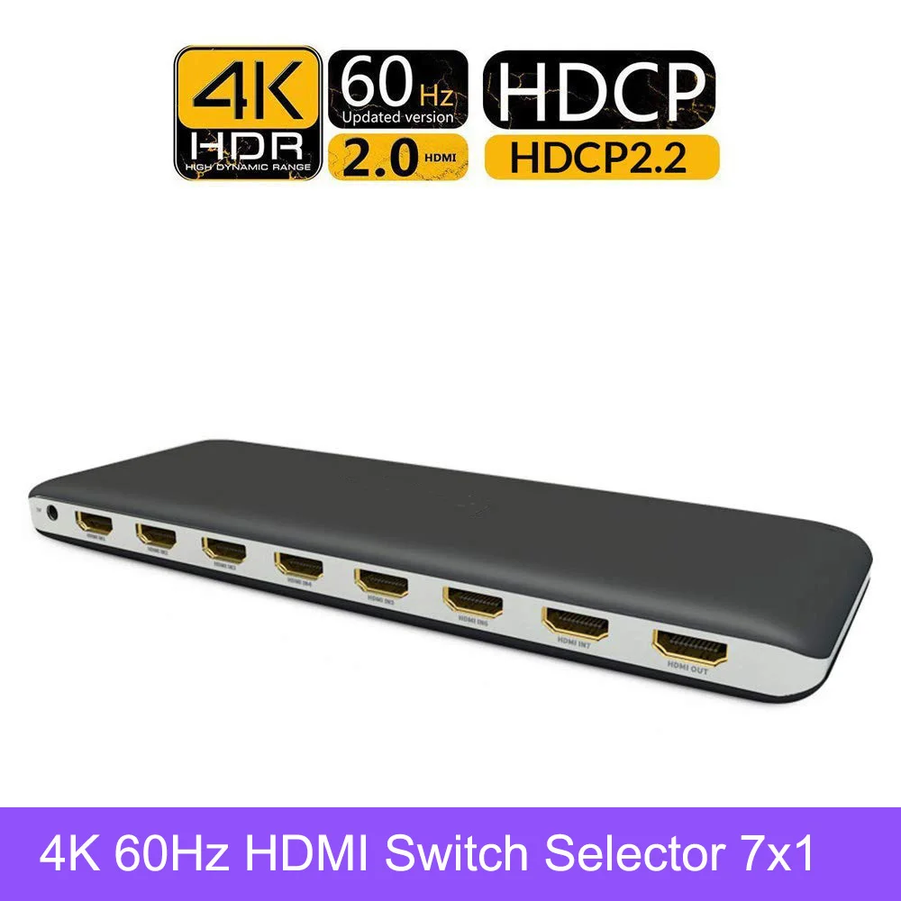 4K 60HZ HDMI коммутатор 7 портов 7X1 4x1 2 0 распределитель коробка с ИК беспроводной