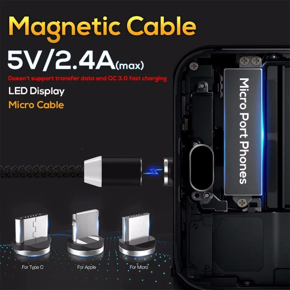 Магнитный кабель Micro USB для iPhone samsung, магнитный кабель USB для зарядки, кабель usb type C для быстрой зарядки, кабель для зарядки и передачи данных