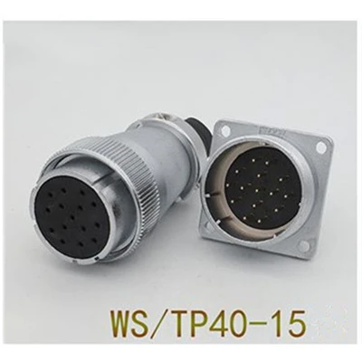 WS40-15Pin 1 комплект WS/TP40 авиационным соединителем мужской и женский квадратный фланец гнездо 5/9/15/16/26/31 Pin штепсельная вилка авиации круговой разъем кабеля - Цвет: WS40-15Pin