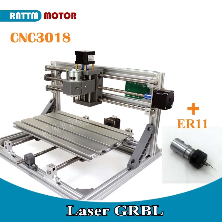 3018-ER11 В ЕС! CNC 3018 GRBL управление Diy станок с ЧПУ 30x18x4,5 см, 3 оси Pcb ПВХ фрезерный станок древесины маршрутизатор лазерная гравировка v2.5 - Цвет: 3018-ER11