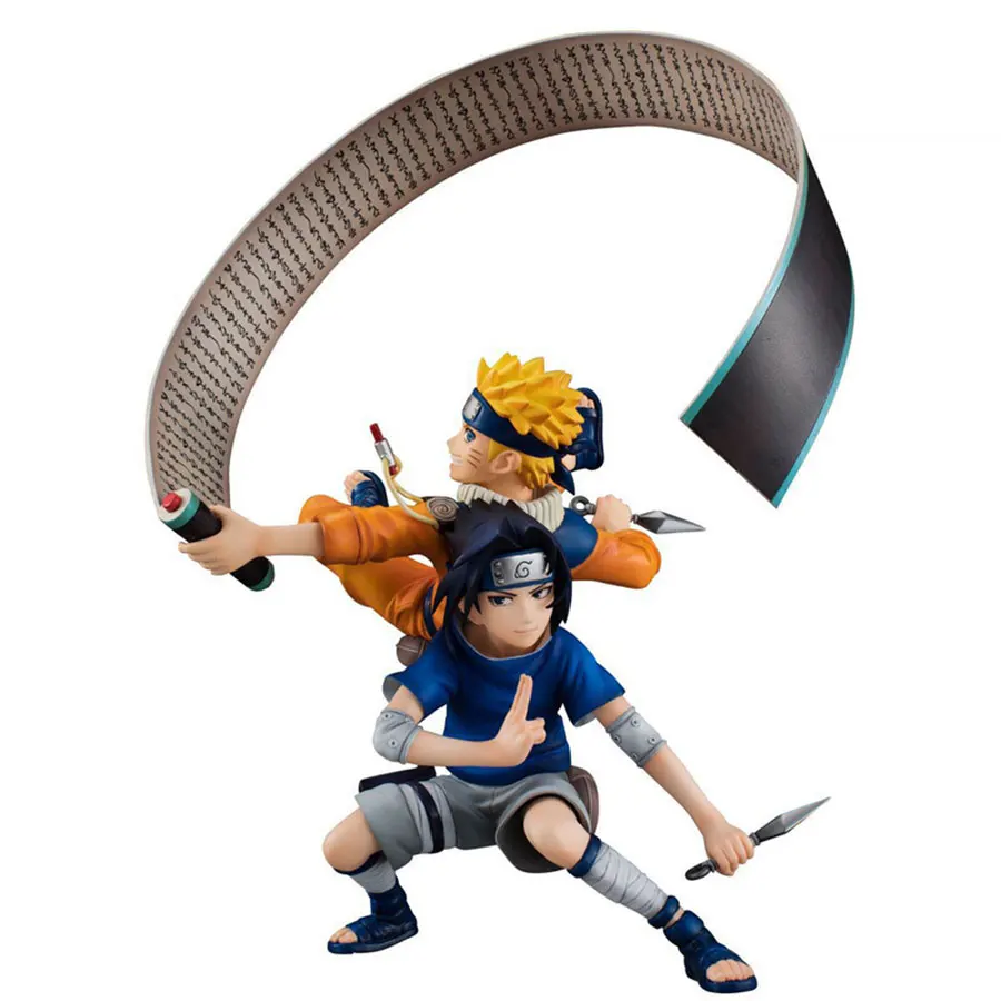 Аниме Наруто камень ПВХ фигурка 19 см Uzumaki Naruto & Uchiha Sasuke Коллекционная модель