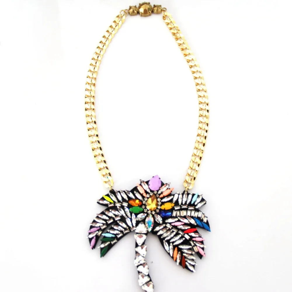 Handmade Crystal Tree Shourouk Necklace Copper Chain Jewelry Women Trendy High Quality Satement necklace SN04 | Украшения и