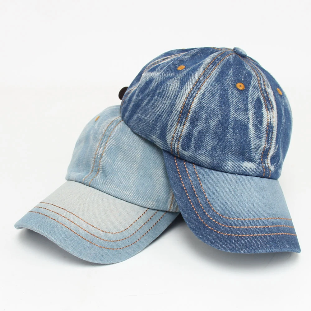 Женская джинсовая кепка FS синяя однотонная бейсбольная в Корейском стиле для