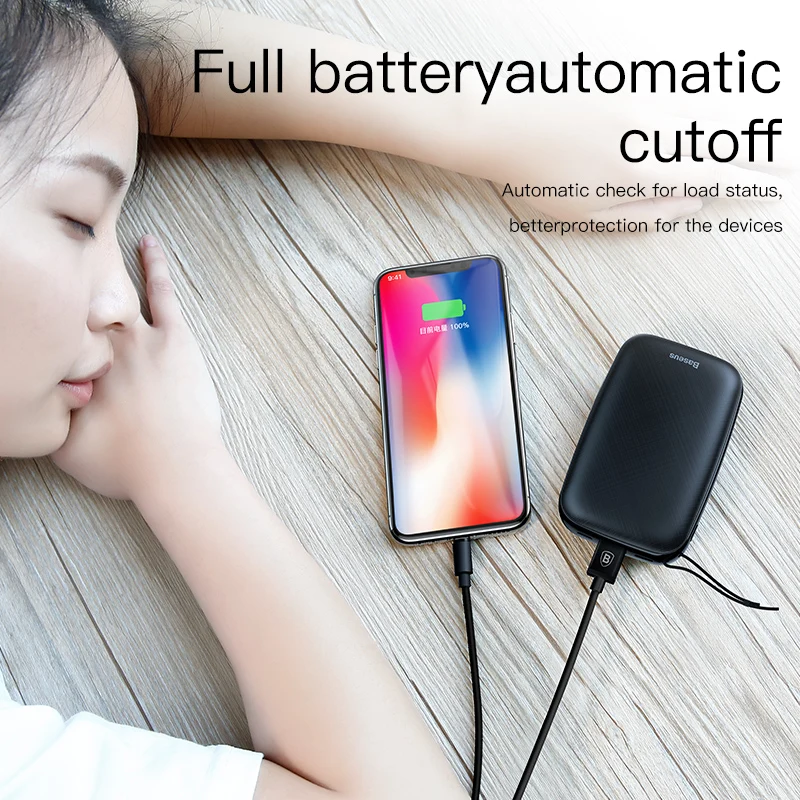 Портативное зарядное устройство Baseus 10000 мАч с USB кабелем Type C для Samsung|Внешние