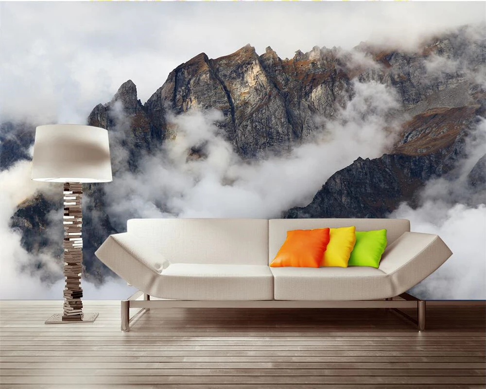 Обои на заказ для украшения дома росписи Красивые горы тема пространство ТВ фон