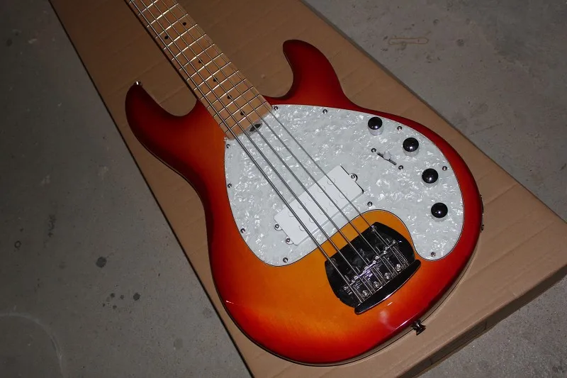 Free shipping High Quality Music Man StingRay 5 Strings Cherry Burst Electric Bass with 9V Battery amplifier circuit 14-5-1 | Спорт и