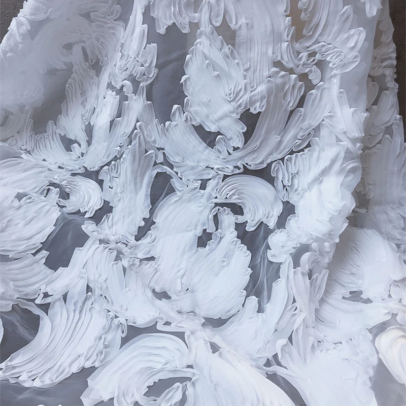 GLace 1y/Лот Белый 3 лепестка вышивка сетка органза ткань перспективная одежда