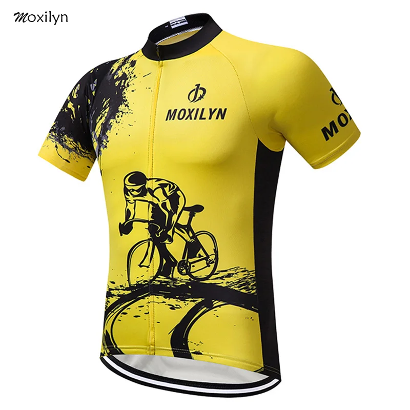 Yellow Moxilyn,, унисекс, желтый, зеленый, красный, белый, 4 цвета, топы для велоспорта, короткий рукав, одежда для велоспорта, Летний стиль, MTB, Джерси, рубашка - Цвет: Yellow