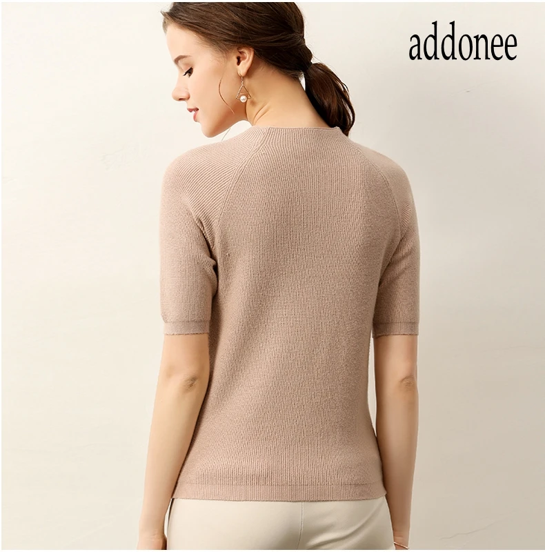 Женский короткий свитер модный эластичный с высоким горлом из хлопка для весны