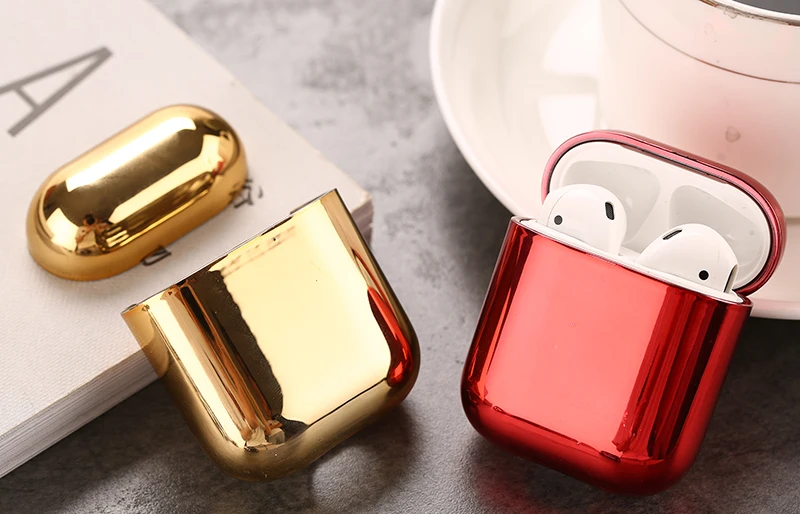 Роскошный Золотой защитный чехол s для Apple Airpods с гальваническим покрытием PC чехол для наушников Анти-осенняя коробка для Airpods 2 1 Аксессуары