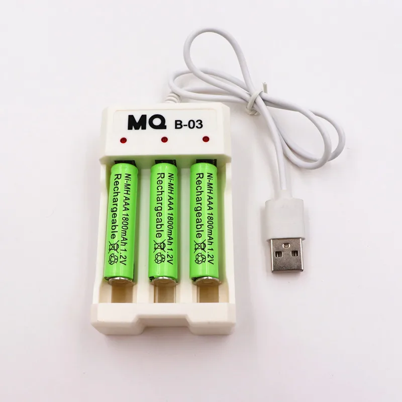 PINTTENEN AAA Rechargeable Battery NiMH 1.2V 1800mAh+USB Universal Smart 3-Slot AA/AAA Charger | Электроника