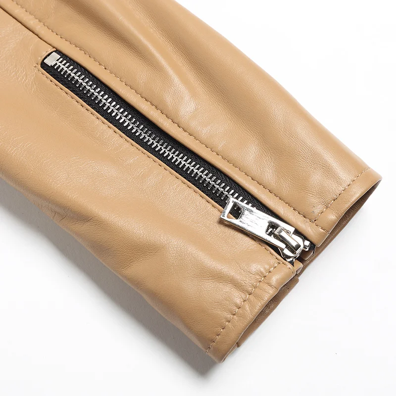 Женская мотоциклетная куртка из 100% натуральной овечьей кожи с