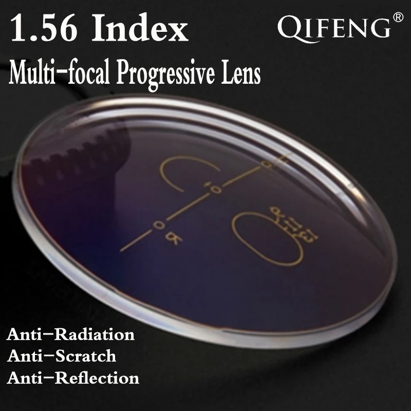 1.56 Index Aspheric Multi-focal Progressive Prescription Lens Free Form CR-39 Myopia Presbyopia Lens Anti-Reflective 2 PCS QF145
