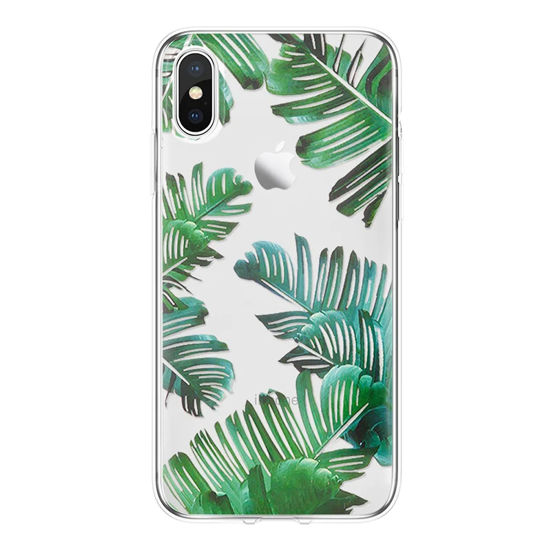 Для iPhone X чехол для мягкого 4 4S 5 5S 5C SE Fundas 7 Plus 8 8Plus 6 6S листья TPU |