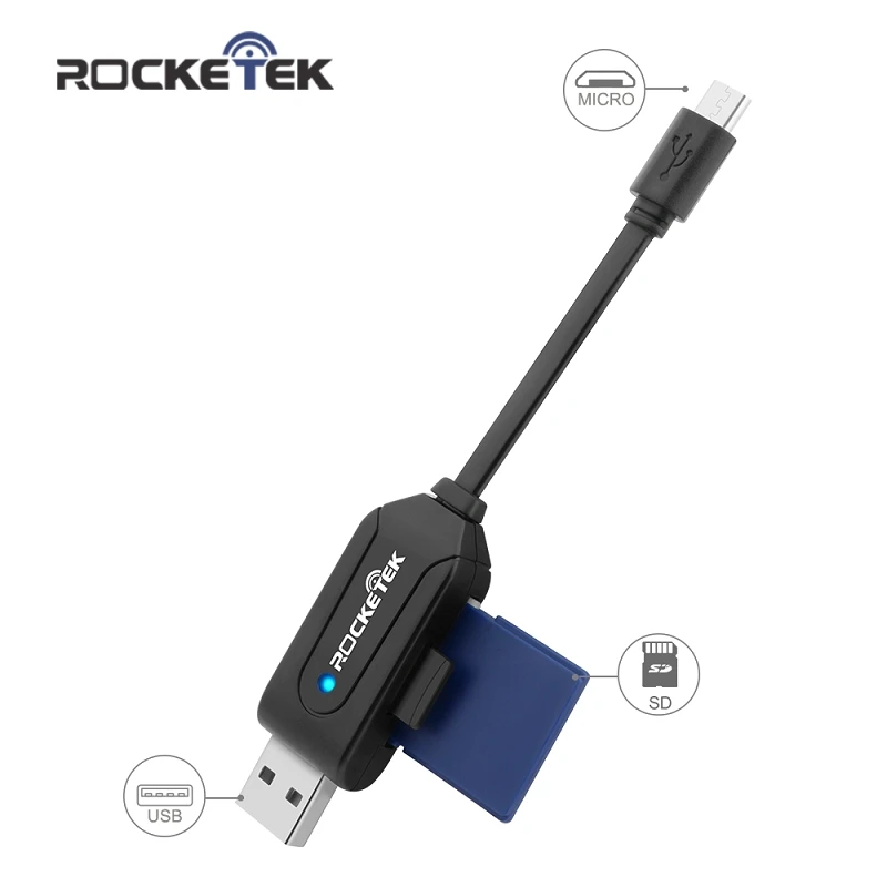 Rocketek micro usb 2,0 мульти 2 в 1 памяти otg телефон кард-ридер адаптер для SD/TF micro SD ПК компьютер Ноутбук аксессуары