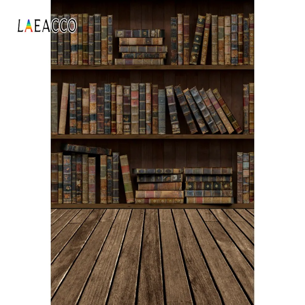 Laeacco старая деревянная книжная полка винтажные книги пол кабинет ребенок портрет