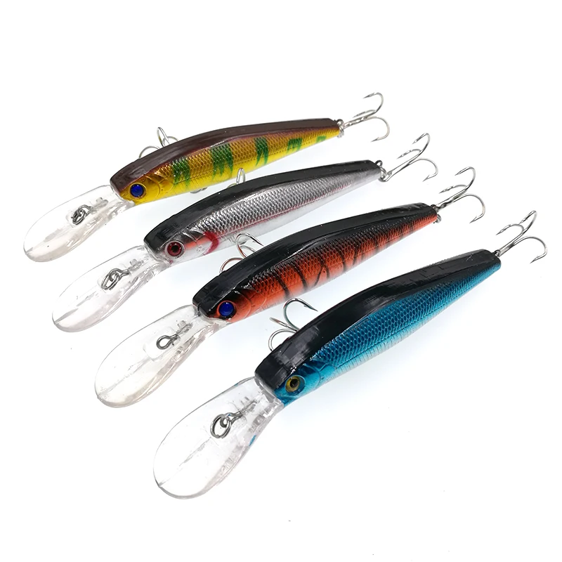

4Pcs 12.5cm 14g Hard Sharp 2 Hooks Minnow Lures Plastic Baits Depth Wobblers