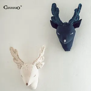 Голова-трофей с плюшевым оленем, настенное крепление для детской комнаты, гостевого коттеджа, набивное животное, украшение для детской спальни, настенное художественное украшение для дома