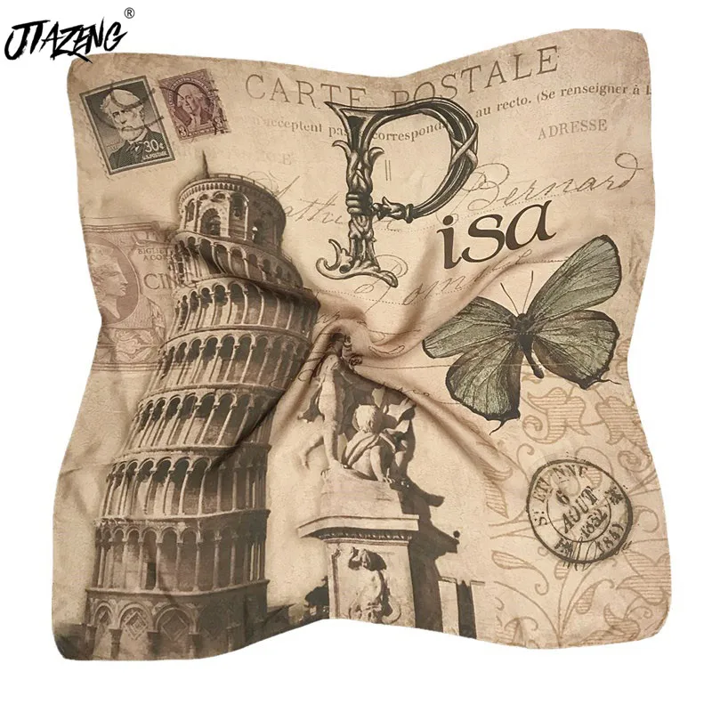 Трендовый продукт 2019 шелковый шарф в стиле архитектуры бабочки головка 70*70