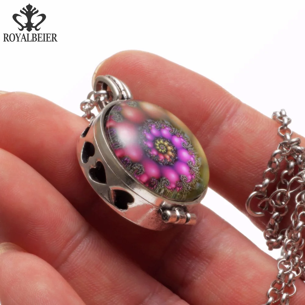 

RoyalBeier Fashion Perfume Aroma Pendant Necklace With Foam 25mm Glass Classic Lighthouse Multi Pattern For Men&Women