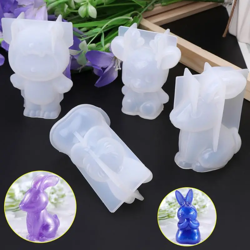 Силиконовая форма 3D животное милый кролик олень рождественские подарки DIY ювелирные изделия кулон инструменты для нанесения помады на торт...