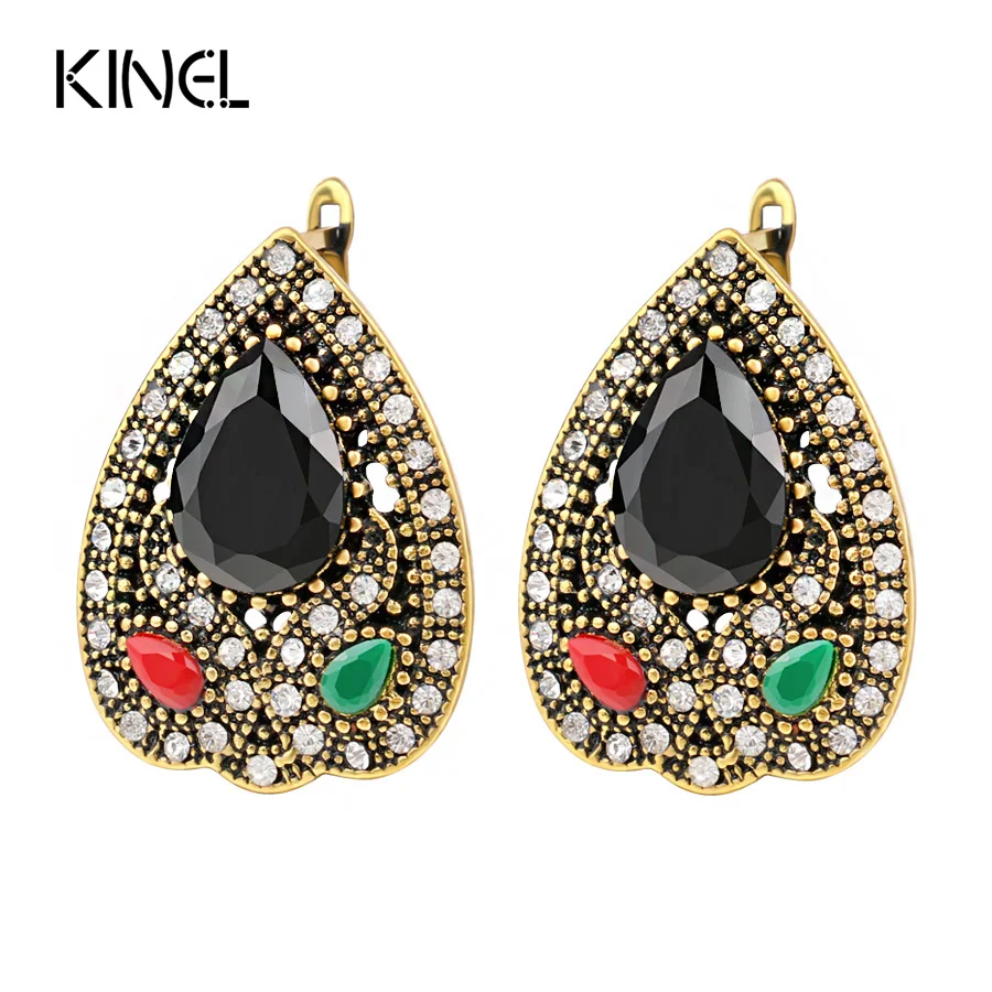 2017 Роскошные турецкие серьги для женщин тибетские цветные золотистые с