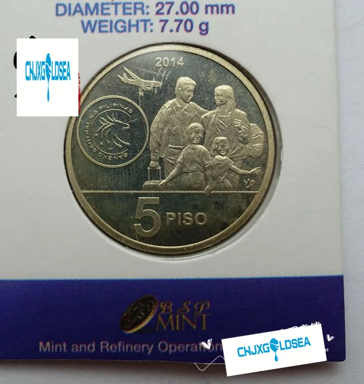 2014 Филиппины памятная монета новые герои. Филиппинские рабочие за рубежом 5 песо