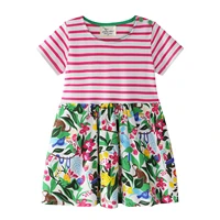 baby girls dress ball gown dresses kids new striped short sleeve cotton summer dress a line printed animals hot selling dresses