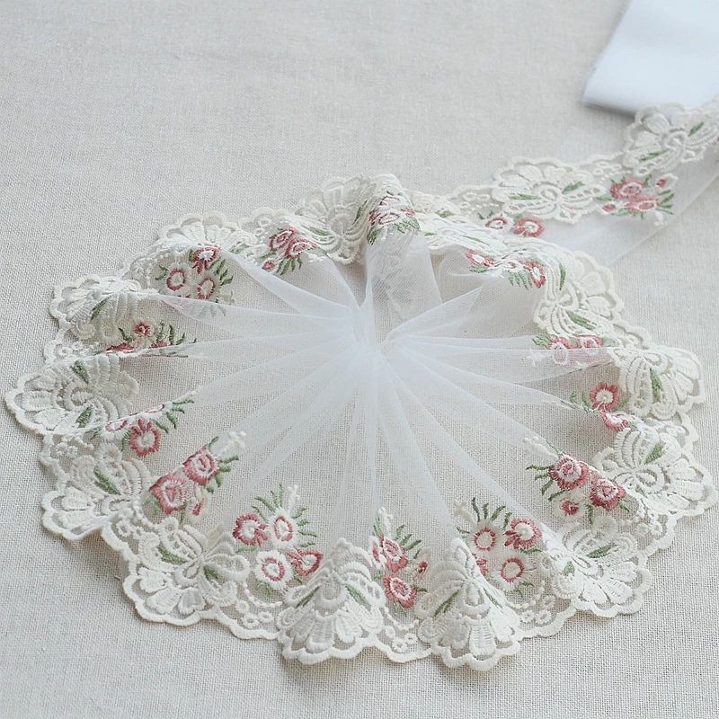 2 ярдов/партия изысканная вышитая кружевная отделка Цветочная ткань